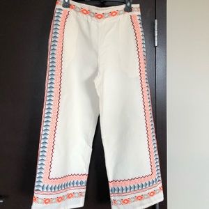 Anthropologie Linen Wide-Leg Cropped Pants